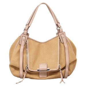 NWT Kooba Jonnie Pink Leather Raffia Shoulder Bag